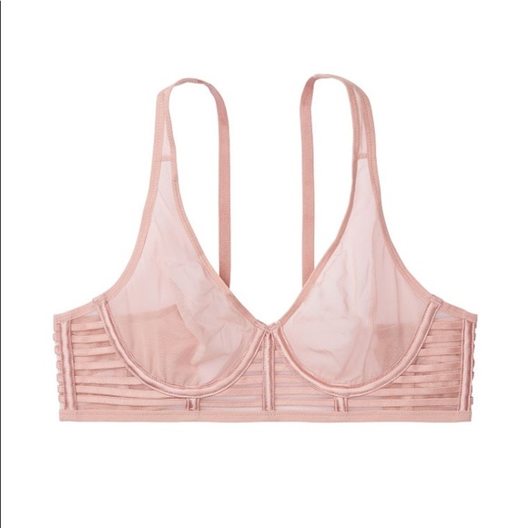 Unlined Mesh Full-coverage Plunge Bra - Picture 3 of 3